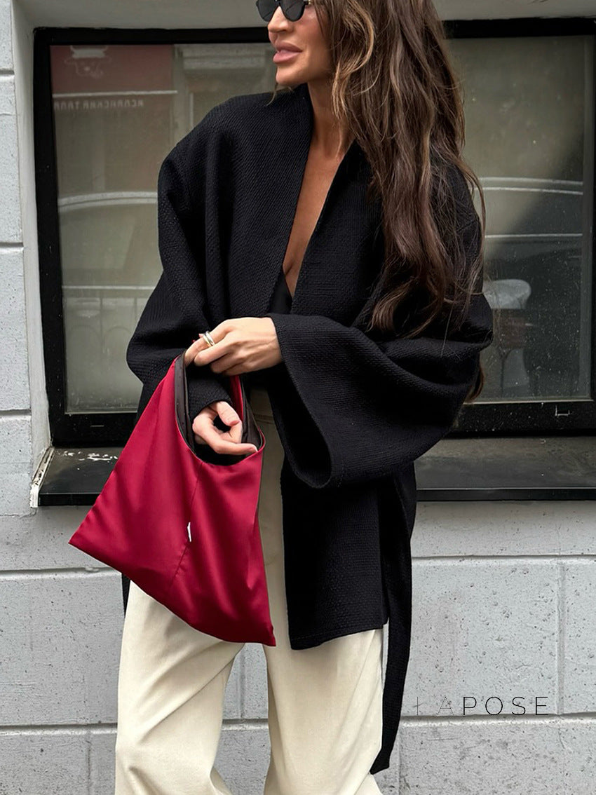 Leslie Belted V-Neck Jacket [RGG7UV05]