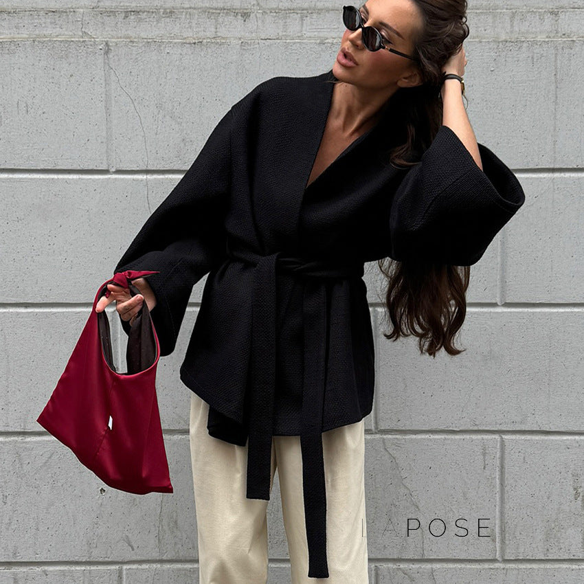 Leslie Belted V-Neck Jacket [FHC444HW]