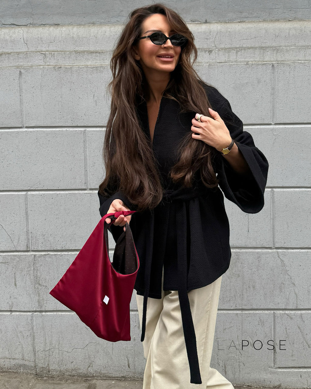 Leslie Belted V-Neck Jacket [T9V8GANM]