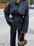 Lexie Belted Denim Jacket [EQAJ1ZST]