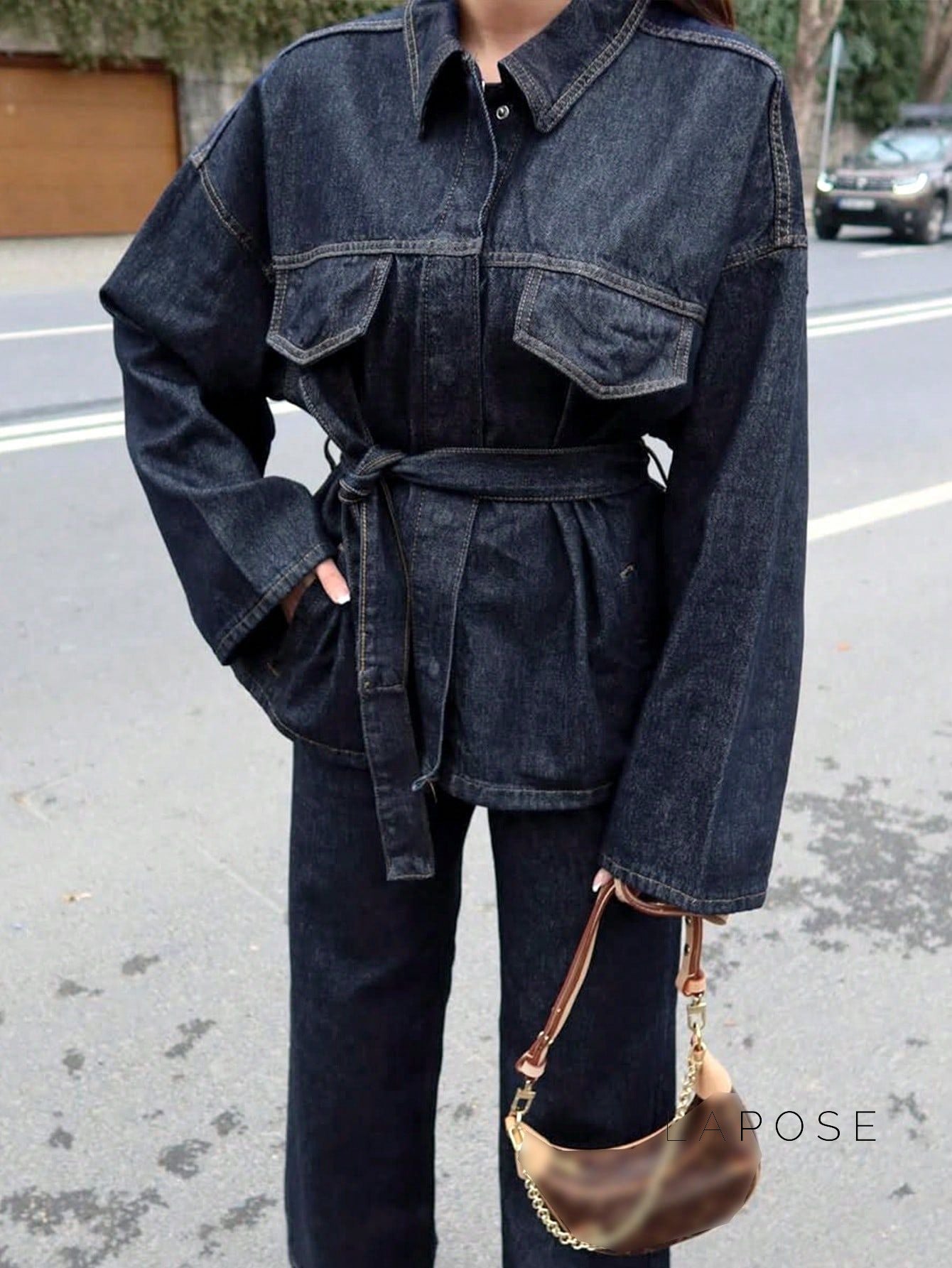 Lexie Belted Denim Jacket [EQAJ1ZST]
