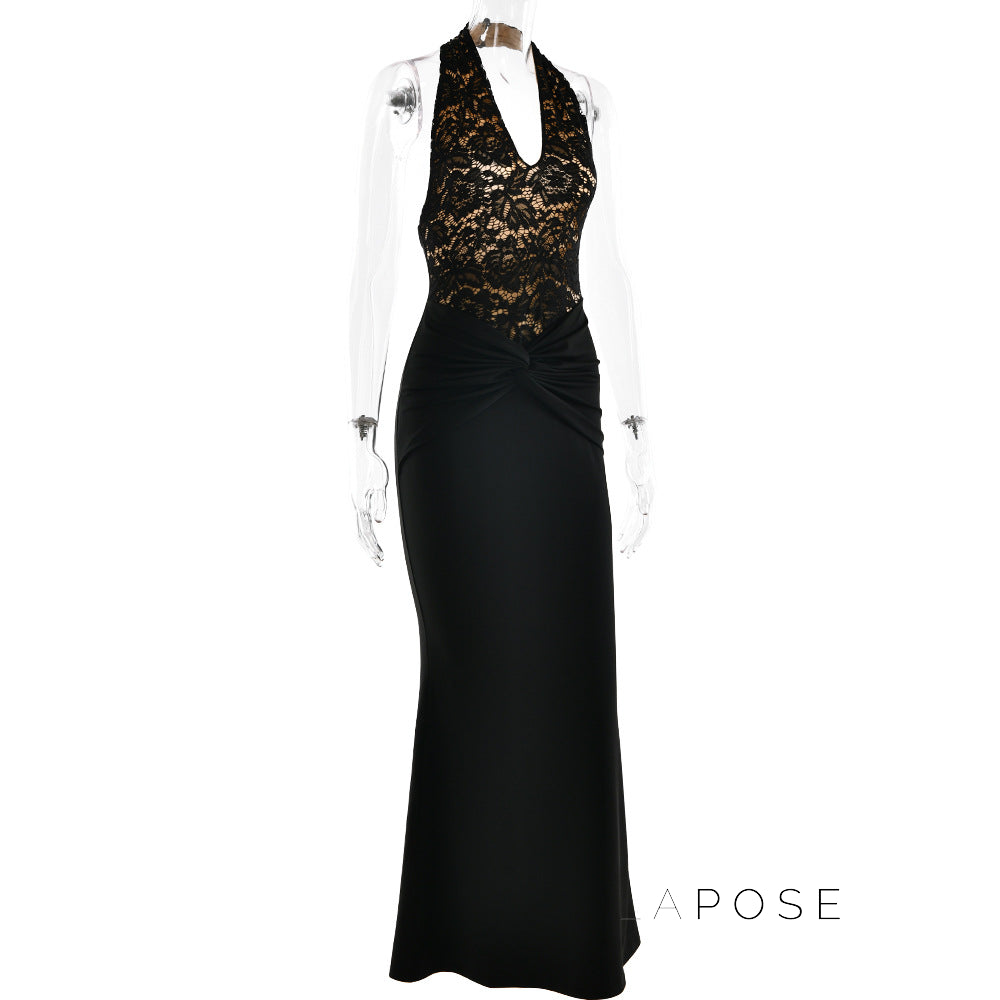 Leyla Ruched Halter Midi Dress [ZXLKPNNY]
