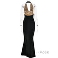 Leyla Ruched Halter Midi Dress [QBIM7PYZ]