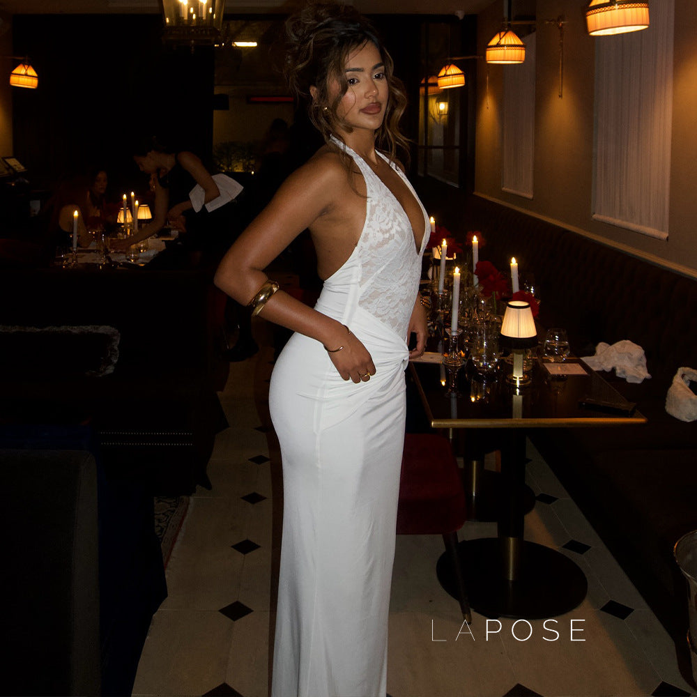 Leyla Ruched Halter Midi Dress [FQE2XUWZ]