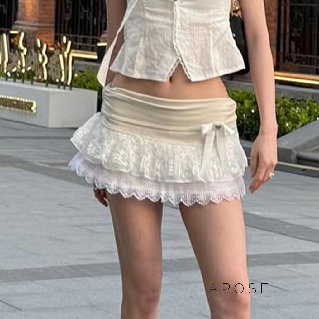 Leylani Bow Tiered Mini Skirt