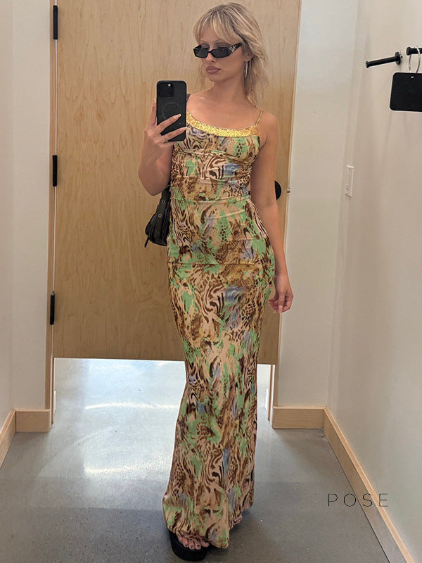 Liana Printed Mesh Maxi Dress [PLD6PMWQ]