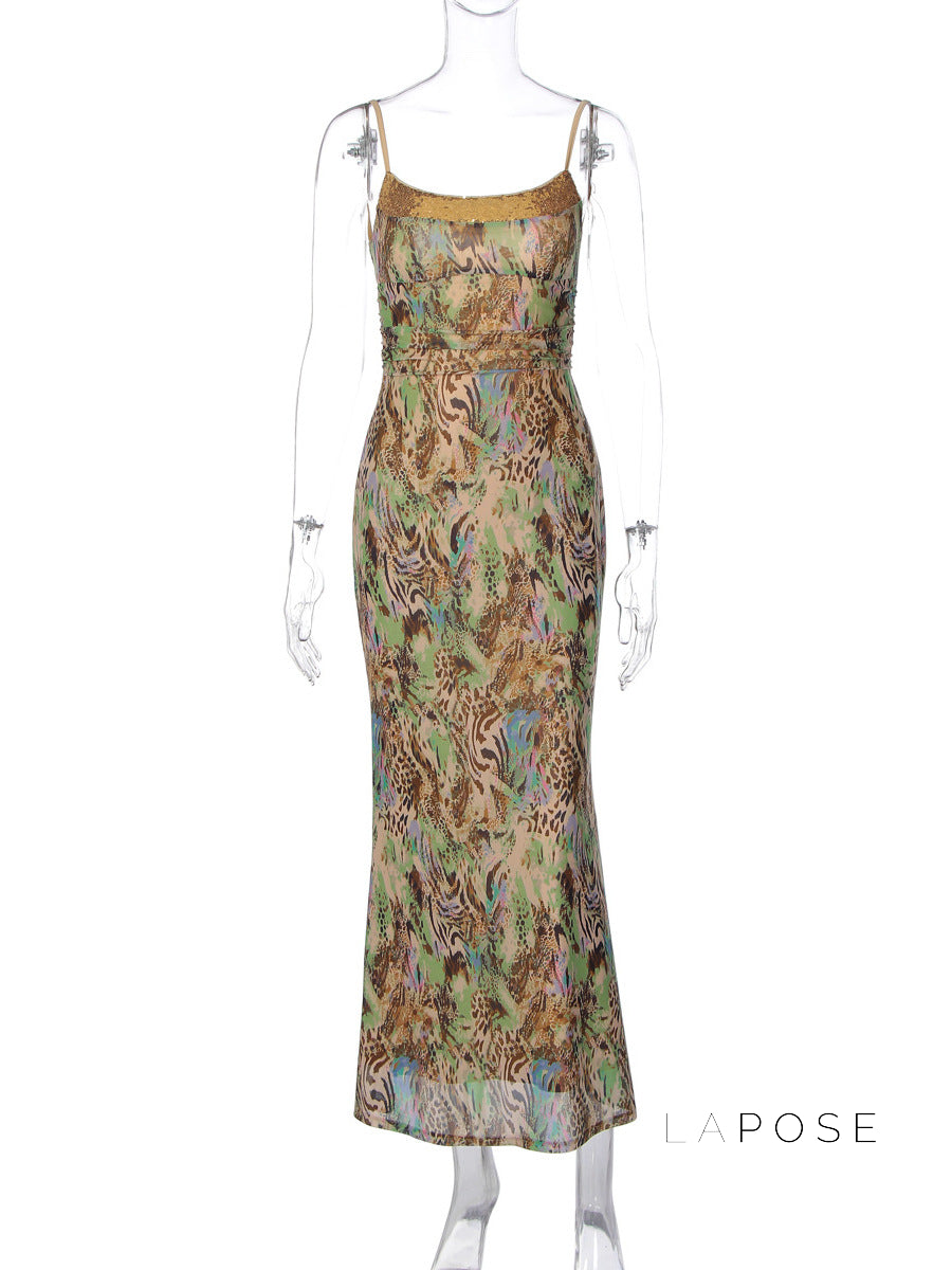 Liana Printed Mesh Maxi Dress [N18PZ7K1]