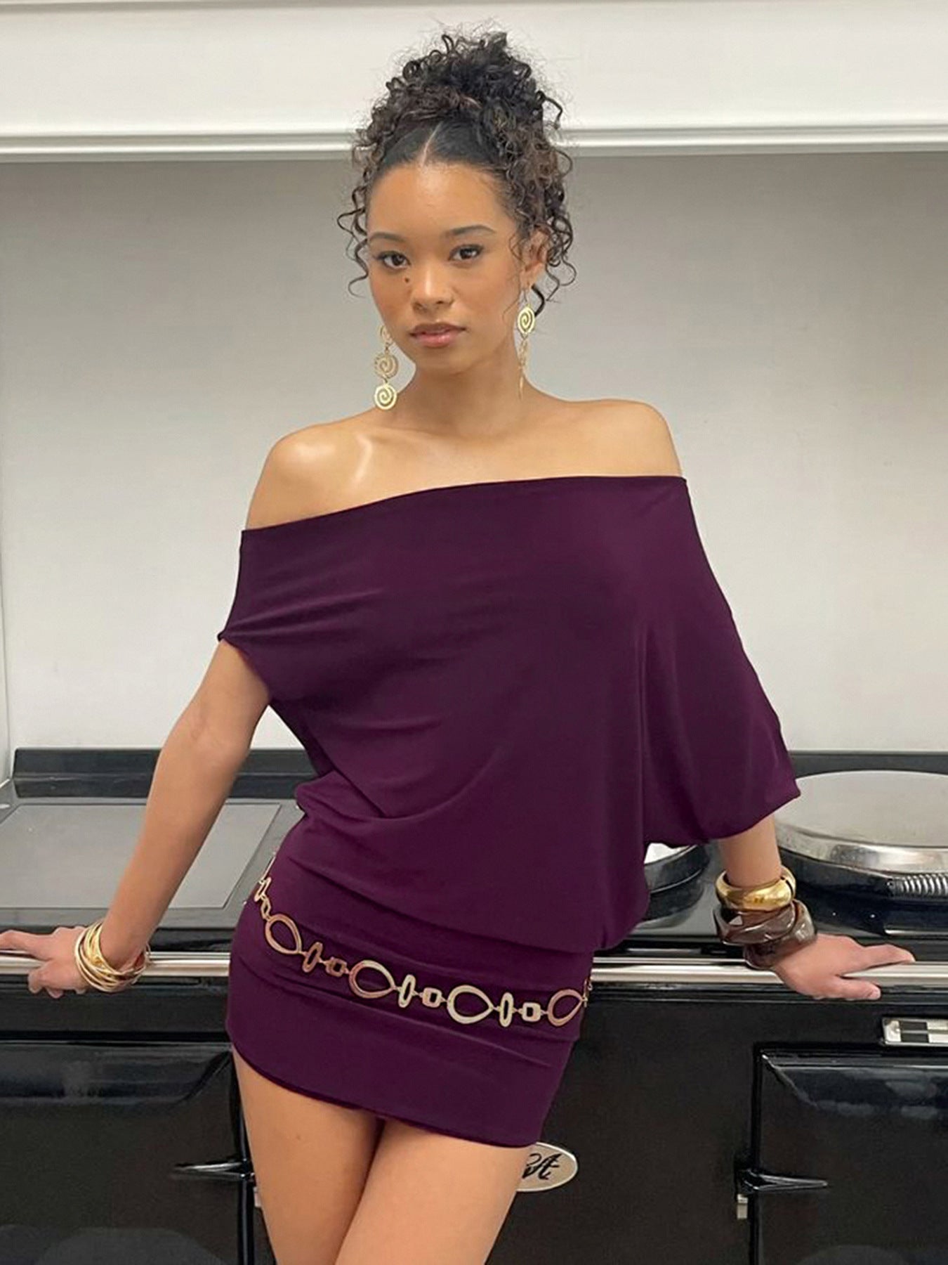 Lianne Ruched One-Shoulder Mini Dress [3U3TCE6G]
