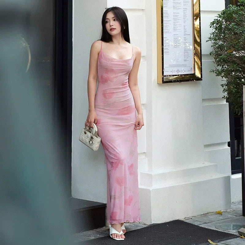 Liesl Floral Mesh Maxi Dress