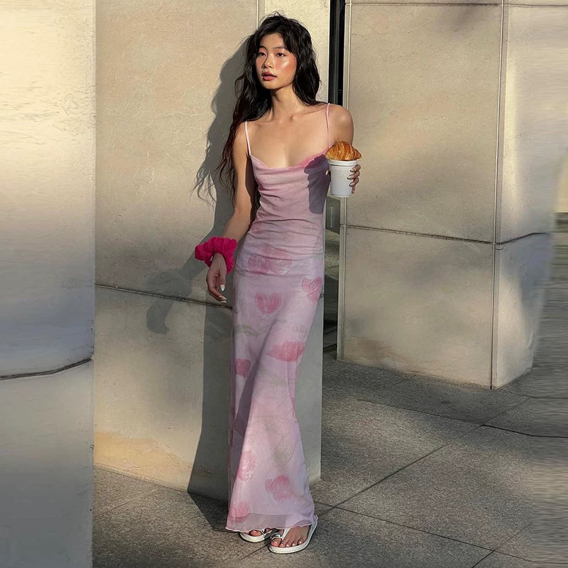 Liesl Floral Mesh Maxi Dress