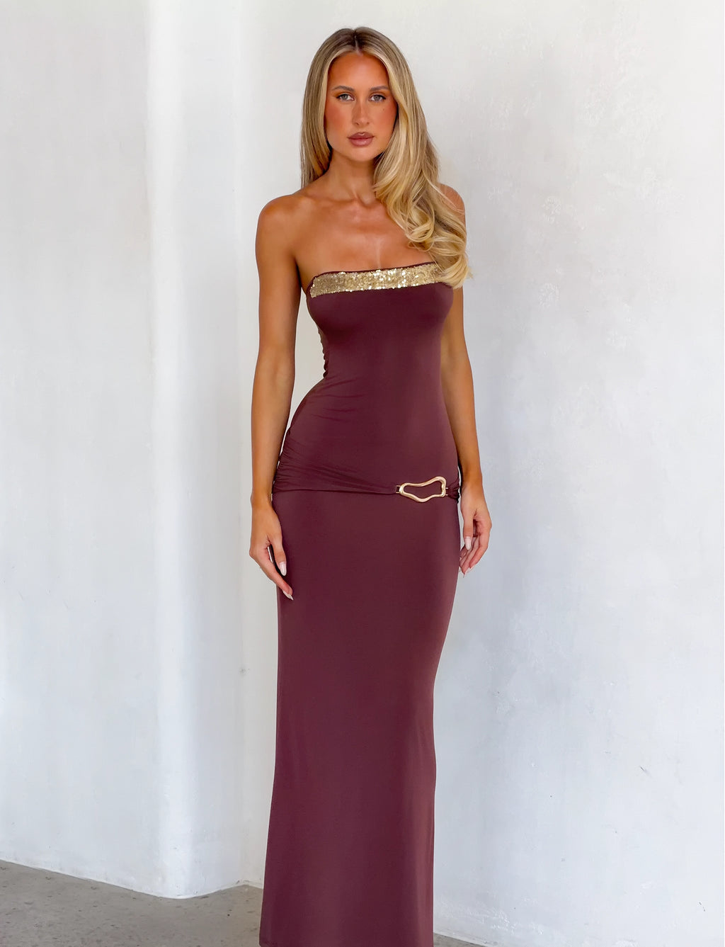 LaPose Lili Sequin Strapless Maxi Dress