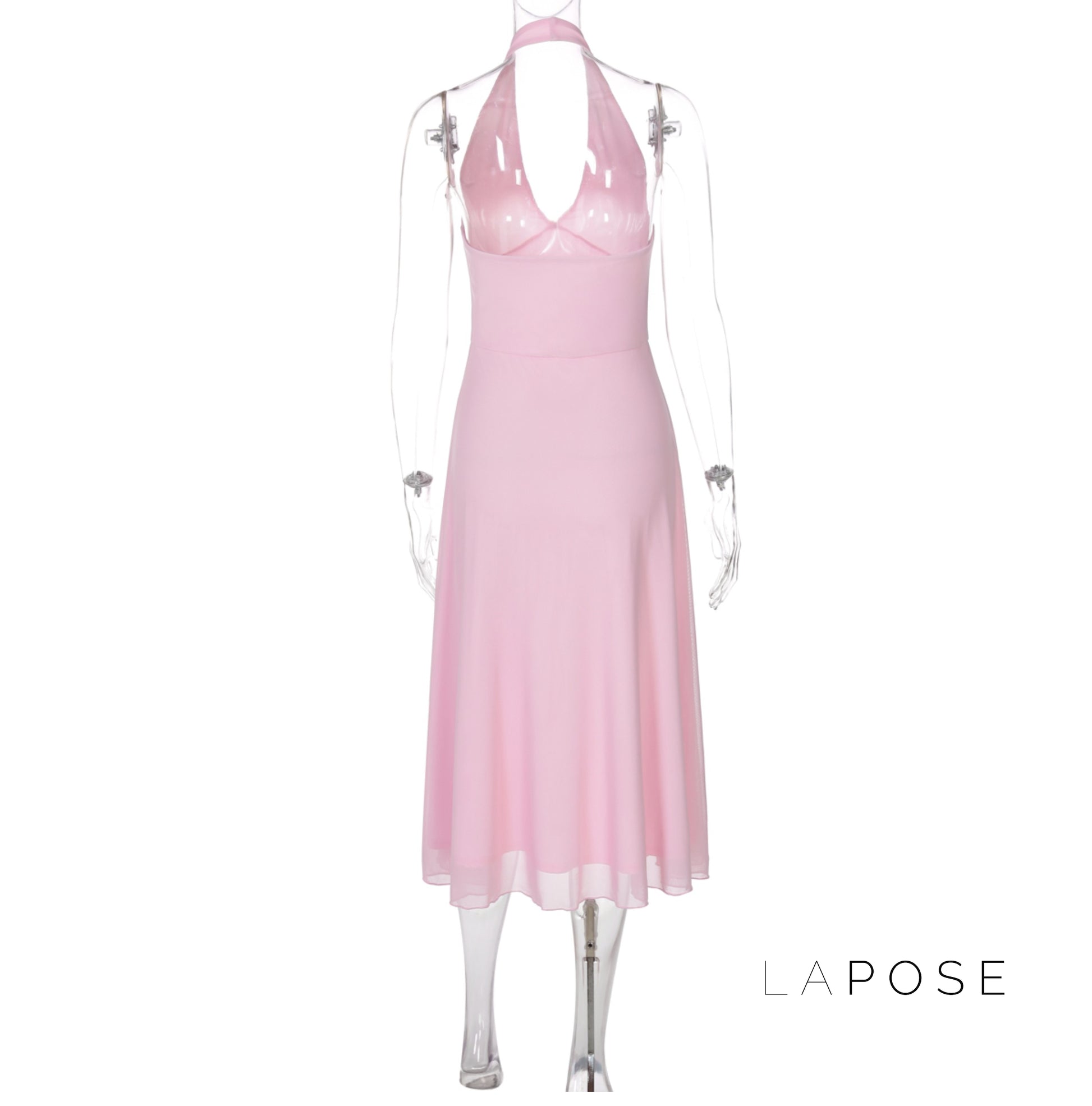 Lilith Halter Mesh Maxi Dress [2YT7TWCG]
