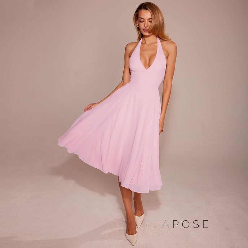 Lilith Halter Mesh Maxi Dress [R8WL42KC]
