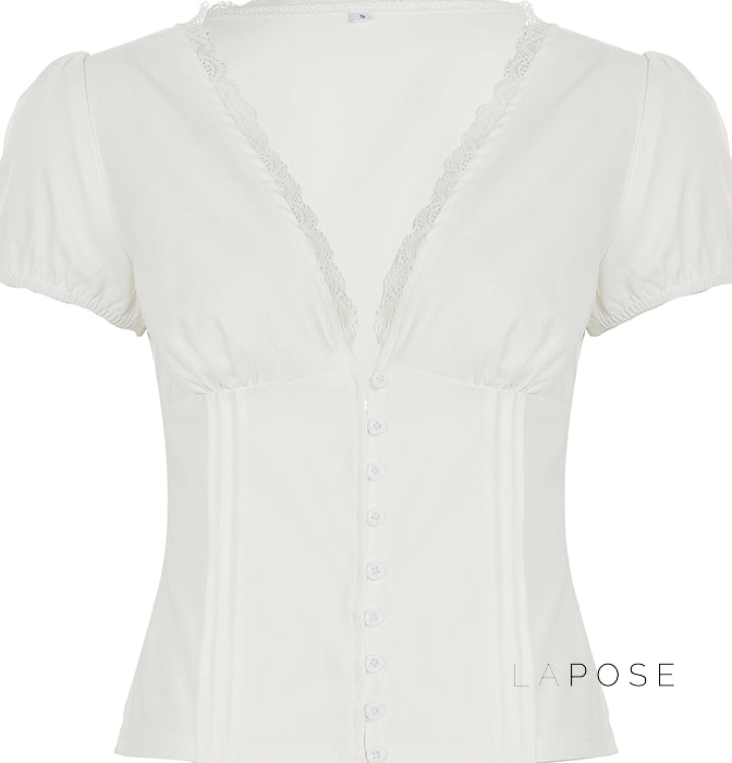 Lillith Lace Puff Sleeve Top [5JKO2Q4J]