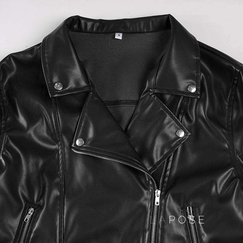 Lilyann Faux Leather Moto Jacket [MDEO8NH9]