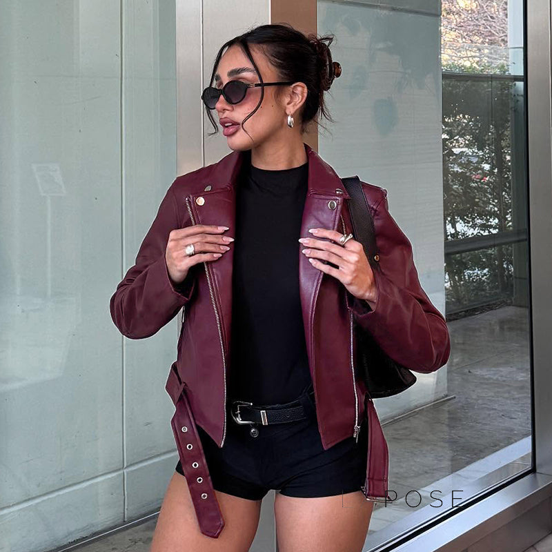 Lilyann Faux Leather Moto Jacket [73K0KM1B]