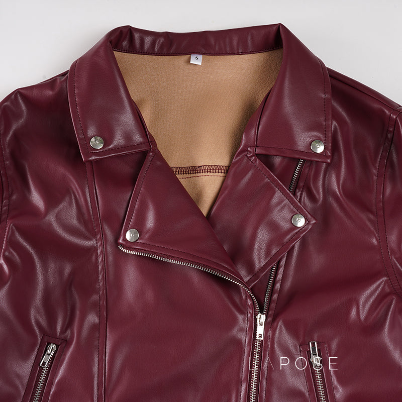 Lilyann Faux Leather Moto Jacket [KII3P8TC]
