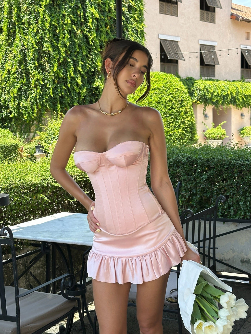 LaPose Lisbeth Low-Rise Ruffle Mini Skirt