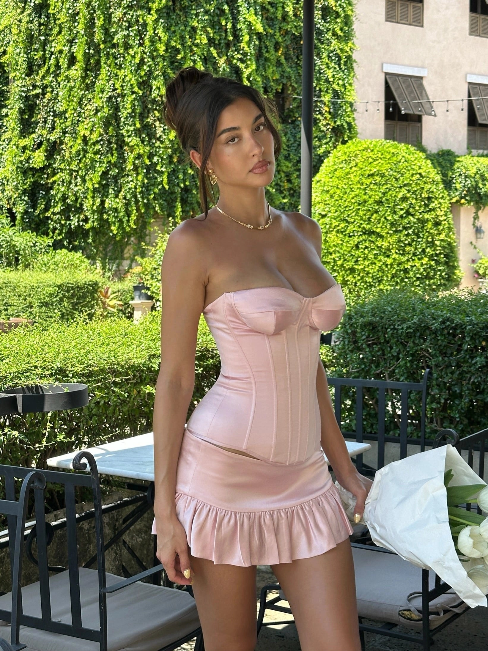 LaPose Lisbeth Low-Rise Ruffle Mini Skirt