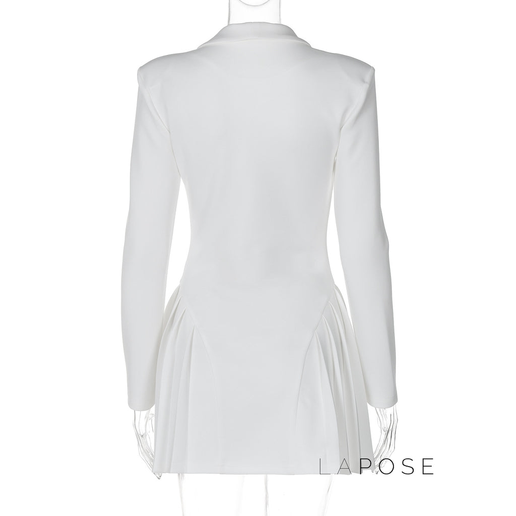 Louella Collared Ruffle Mini Dress [A01G6XTQ]