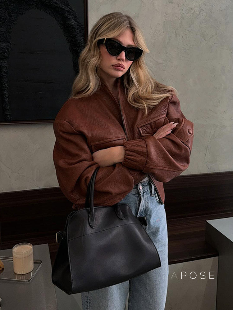 Lua Red Moto Faux Leather Jacket [80TINAUU]