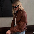 Lua Red Moto Faux Leather Jacket [3PM8FOT8]