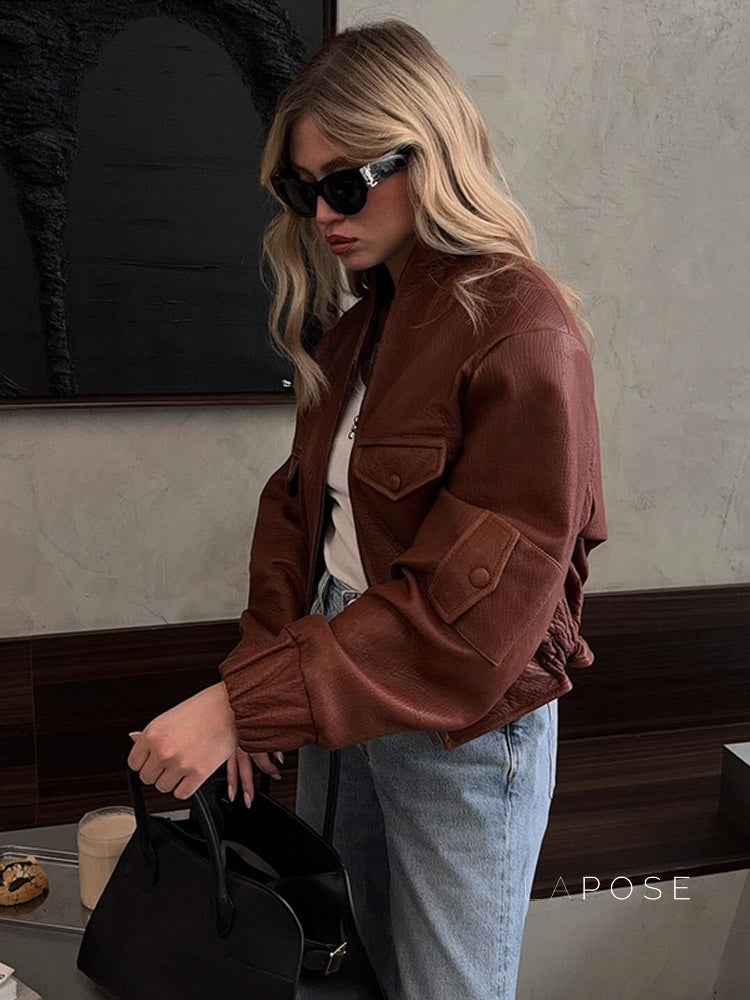 Lua Red Moto Faux Leather Jacket [QOVTO9BR]