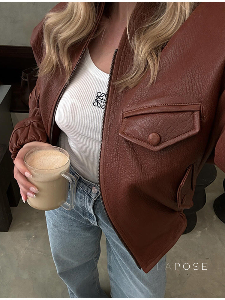 Lua Red Moto Faux Leather Jacket [53KZHW47]