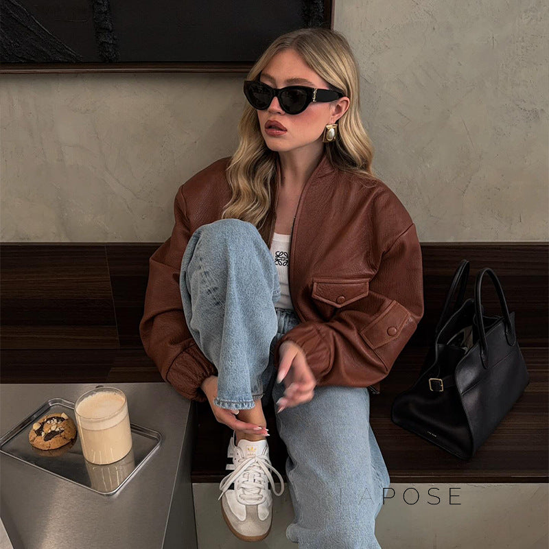Lua Red Moto Faux Leather Jacket [124QUVHG]
