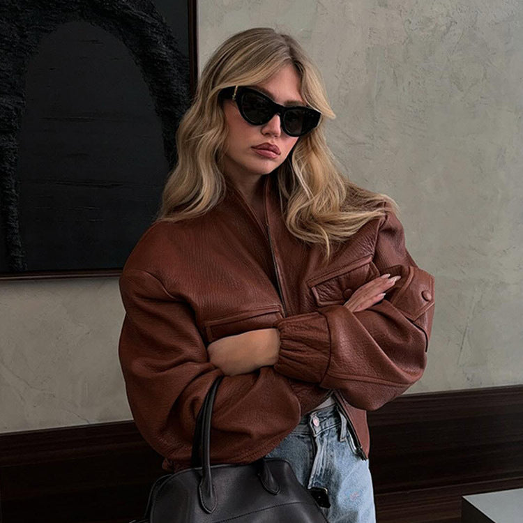 Lua Red Moto Faux Leather Jacket [ZWV0AUX2]