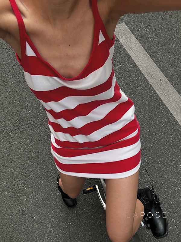 Luana Striped A-Line Mini Dress [Y2O1V5ZD]