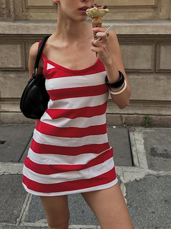 Luana Striped A-Line Mini Dress [K6BOG8IT]