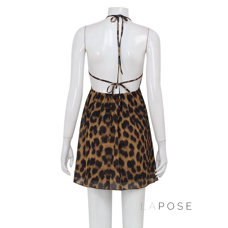 Lucy Halter Leopard Mini Dress [QW92FBDB]