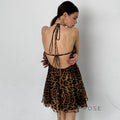 Lucy Halter Leopard Mini Dress [BJSKRI7B]
