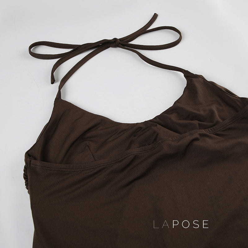 Lumen Metallic Halter Top [5G5UAOTM]