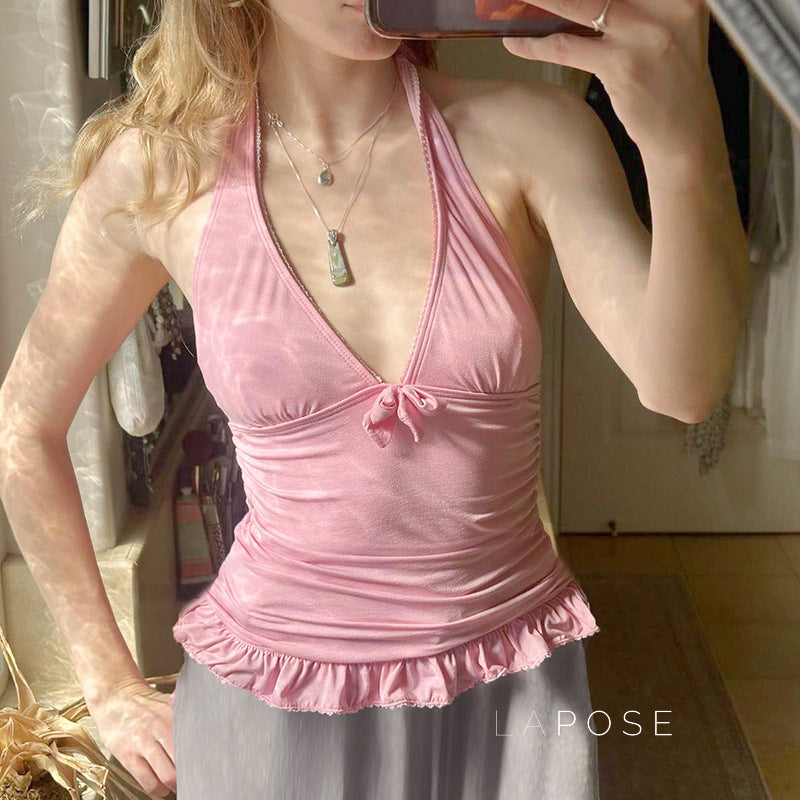 Lynnleigh Pink Halter Crop Top [68Z37GEF]
