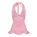 Lynnleigh Pink Halter Crop Top [4W9RWT7Y]