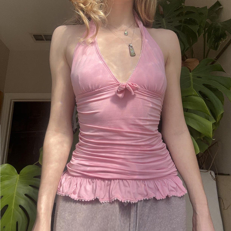 Lynnleigh Pink Halter Crop Top [J4ZS2Z9J]