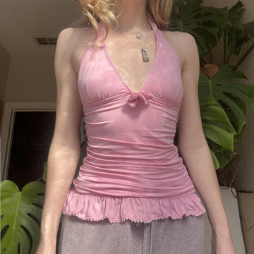 Lynnleigh Pink Halter Crop Top [J4ZS2Z9J]