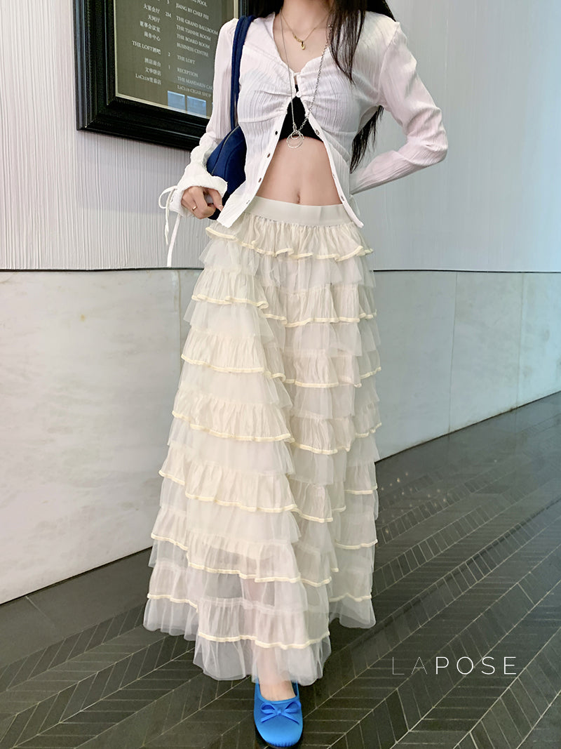 Lyrik Mesh A-Line Maxi Skirt [VIK7IWEF]