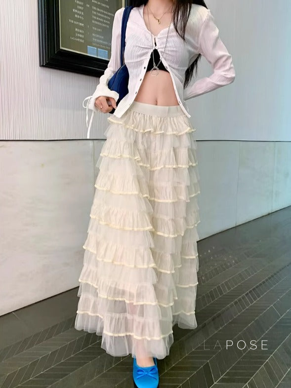 Lyrik Mesh A-Line Maxi Skirt [FLK3G0RM]