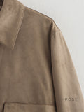 Lyvia Faux Suede Button Jacket [QOPU2Z0I]