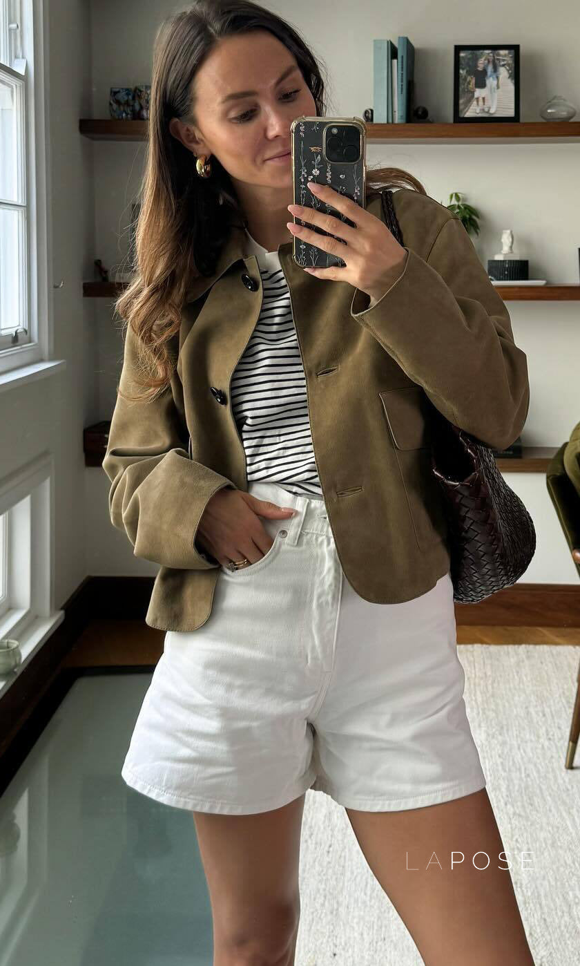 Lyvia Faux Suede Button Jacket [H7SHV6A1]