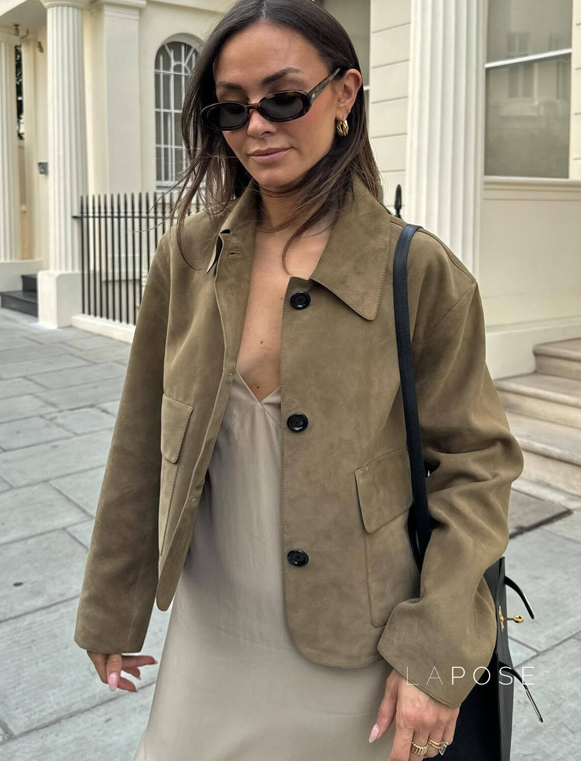 Lyvia Faux Suede Button Jacket [IXTNEEOT]