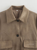 Lyvia Faux Suede Button Jacket [JAZEMP57]