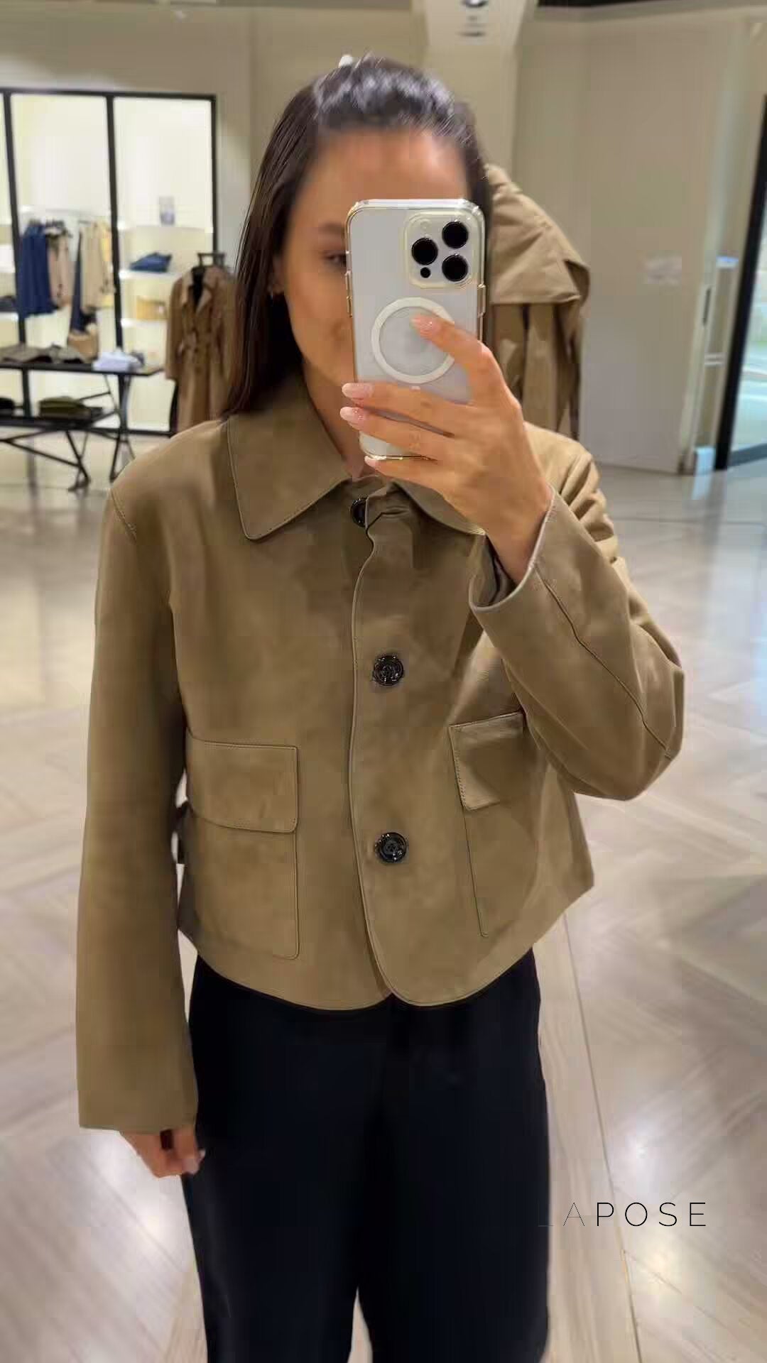 Lyvia Faux Suede Button Jacket [80SFBYGH]