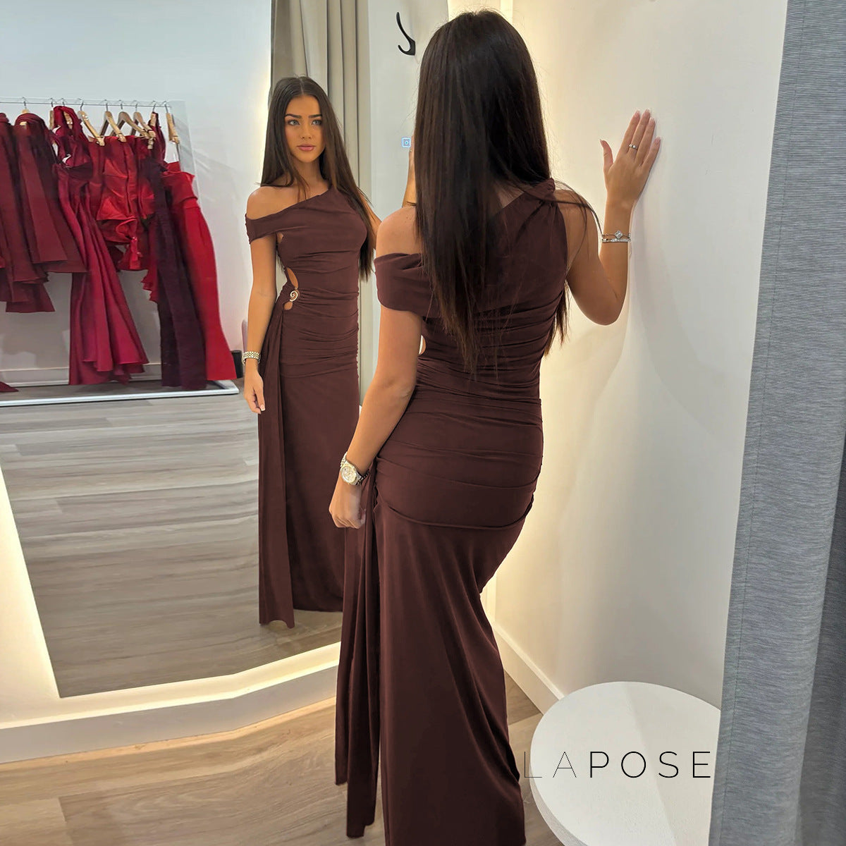 Maahi One-Shoulder Slit Maxi Dress [1CKIDUO2]