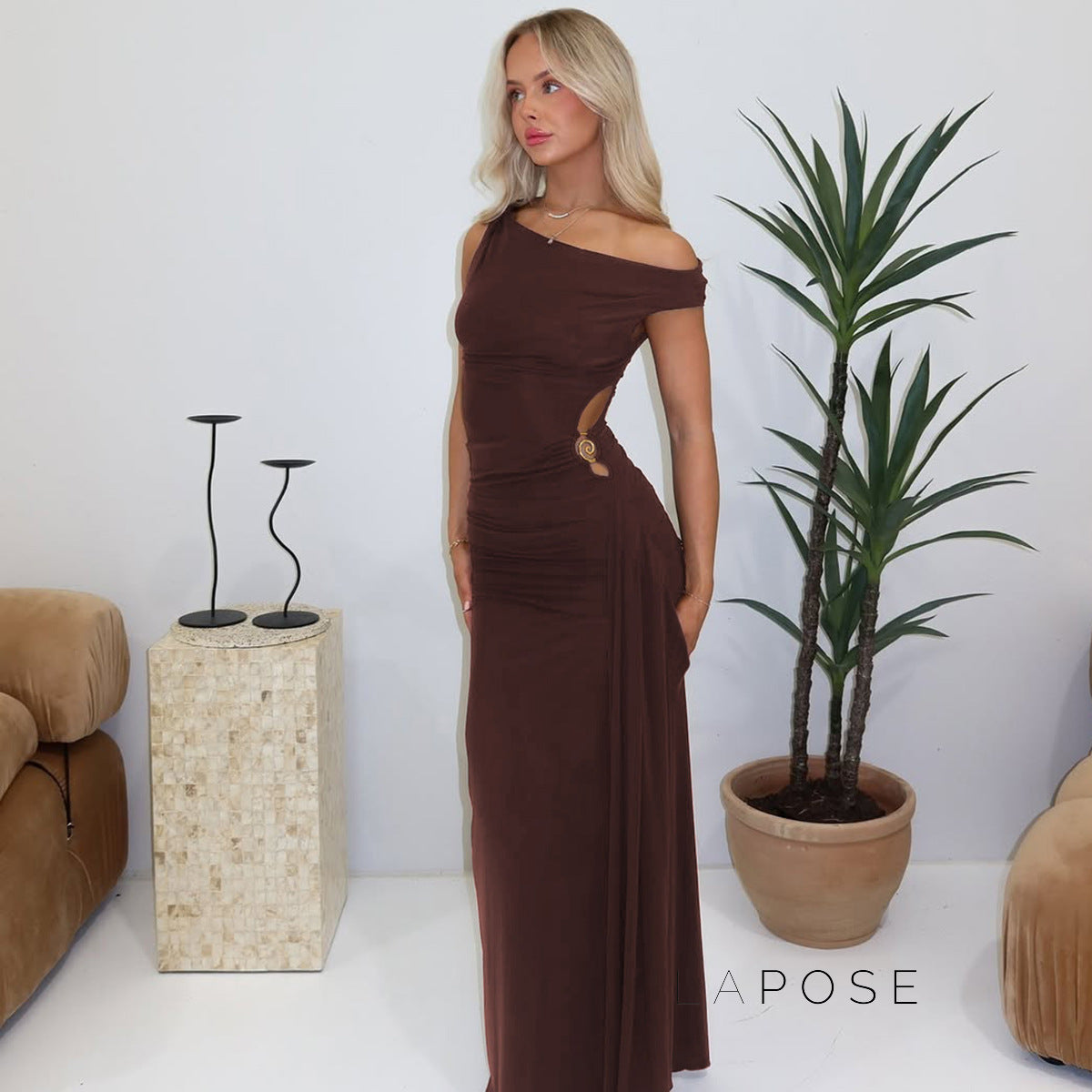 Maahi One-Shoulder Slit Maxi Dress [CI1I7FDO]