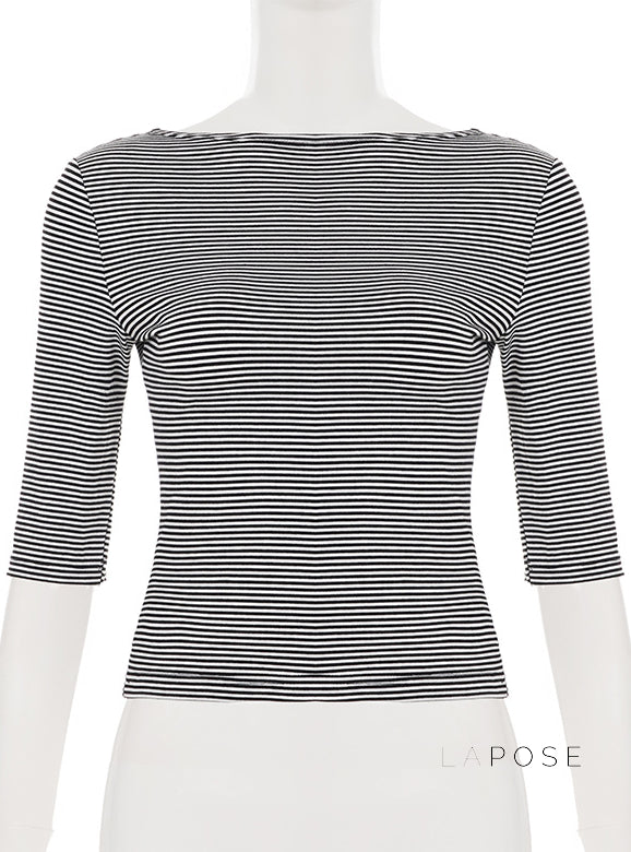 Macie Contrast Stripe Knit Top [HKSN7A1I]