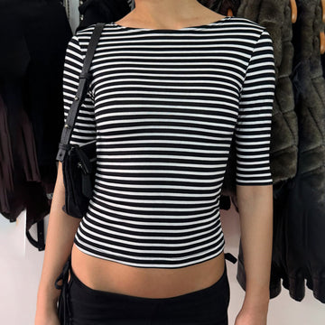 Macie Contrast Stripe Knit Top [MH5DSZ3B]